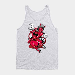 Devil Pin-Up Girl with Big Wrench Tank Top